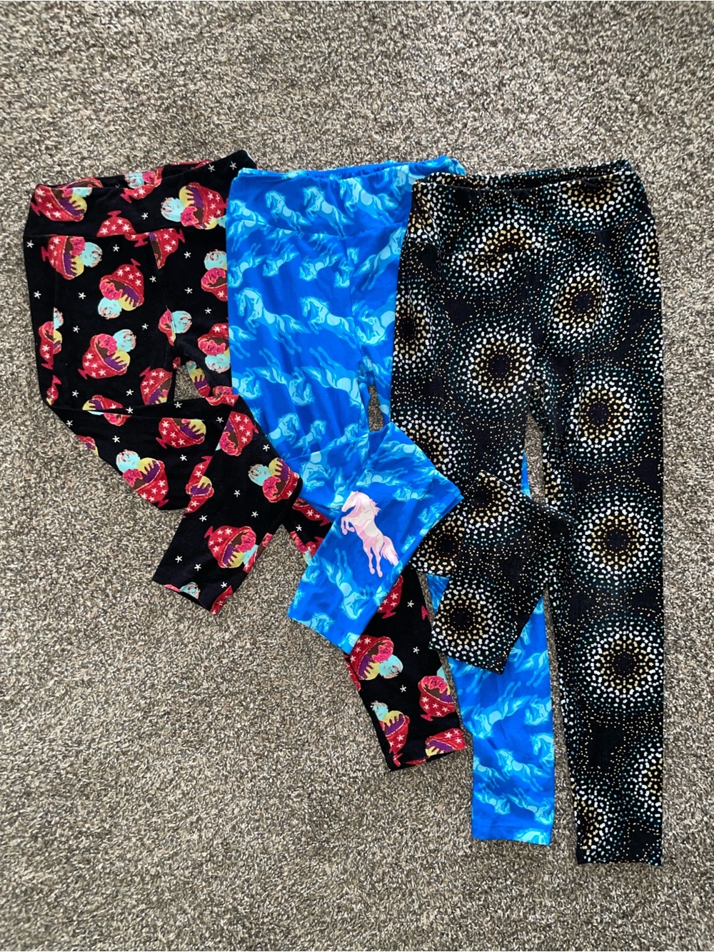Lot of 3: LuLaRoe Women’s Butter Leggings - ice cream, unicorn, geometric prints
